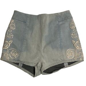 Urban Outfitters Kimichi Blue Embroidered High Waisted Denim Shorts 4